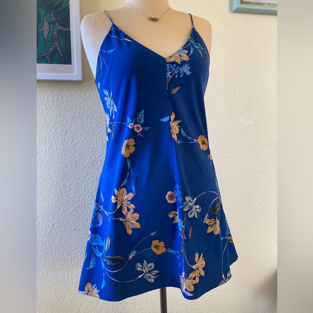 Free People Wildflowers Flirty Mini Slip Dress in Ocean 💙